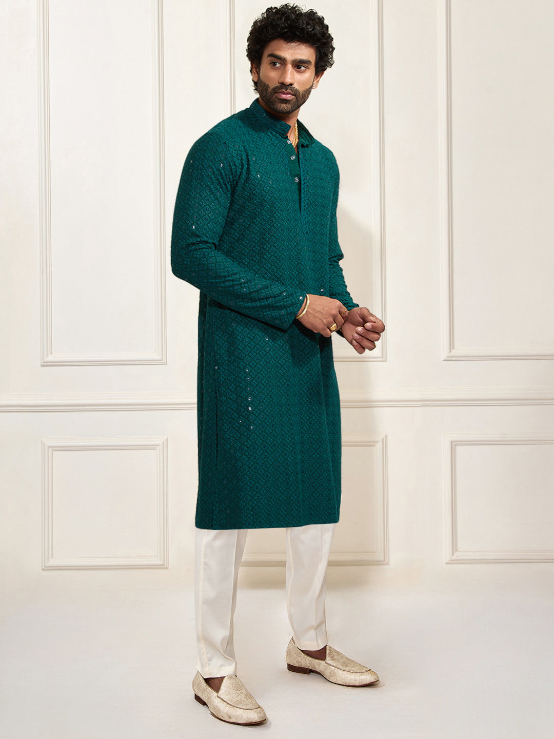 Green Rayon Festival Men's Kurta Set