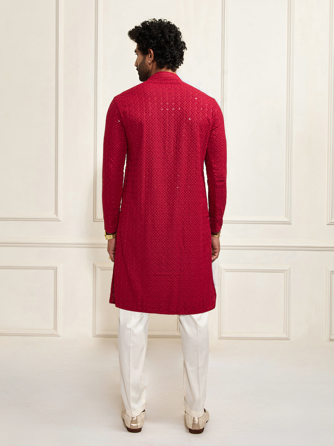 Maroon Rayon Festival Wear Men's Kurta Set