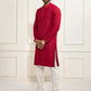 Maroon Rayon Festival Wear Men's Kurta Set
