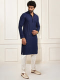 Navy Blue Rayon Festival Men's Kurta Set