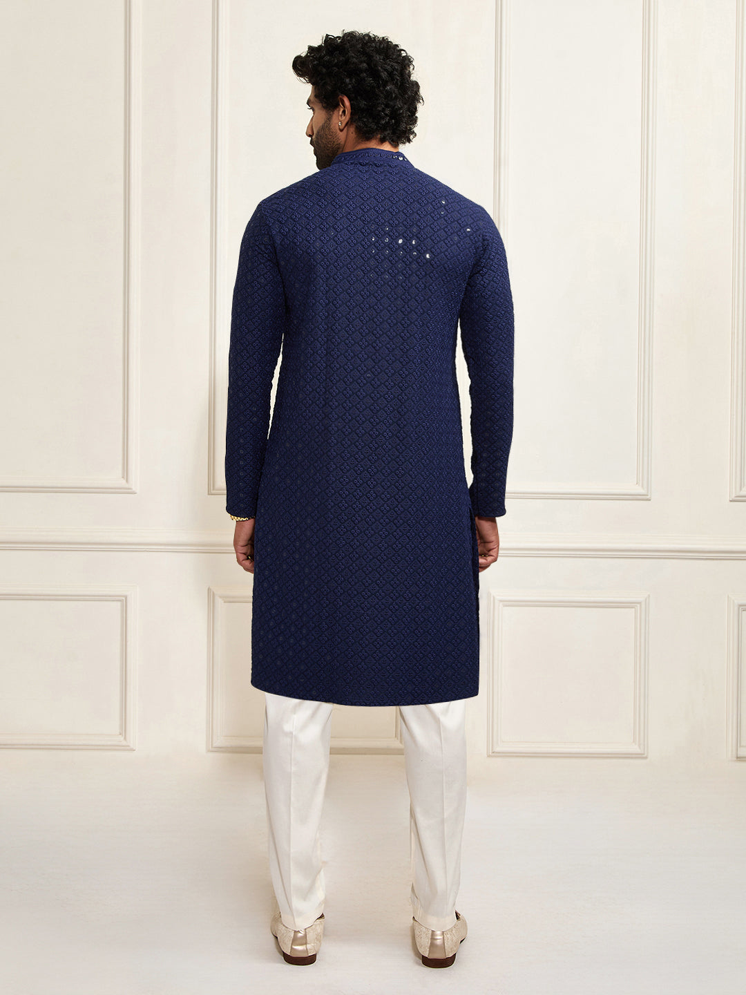 Navy Blue Rayon Festival Men's Kurta Set