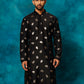 Black Cotton Blend Wedding Men's Kurta