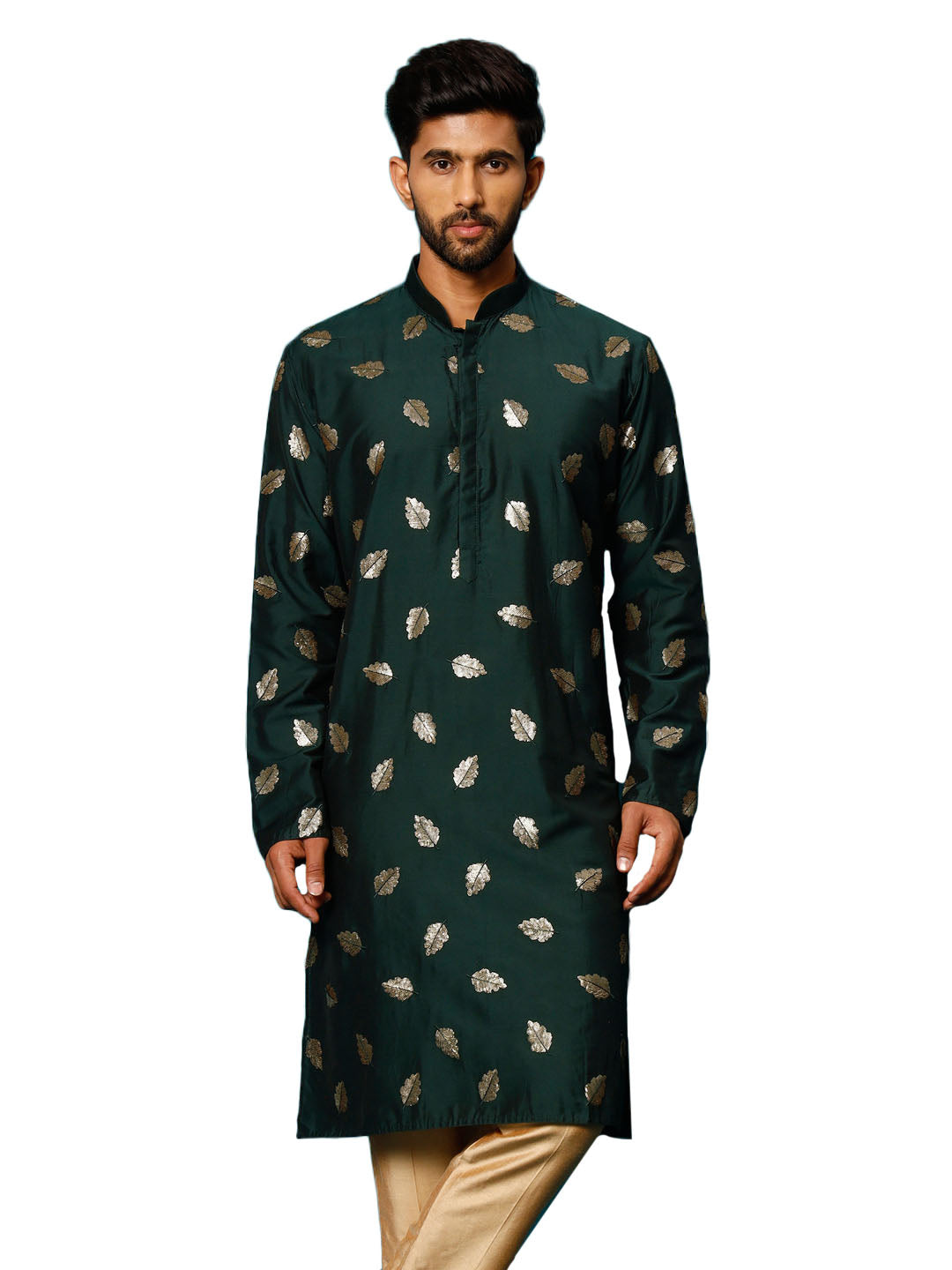 Green Cotton Blend Wedding Men's Kurta