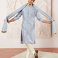 Aqua Silk Blend Wedding Men's Kurta Set with Dupatta