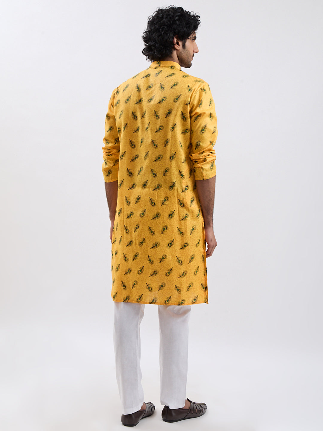 Yellow Cotton Blend Festival Men's Kurta Set