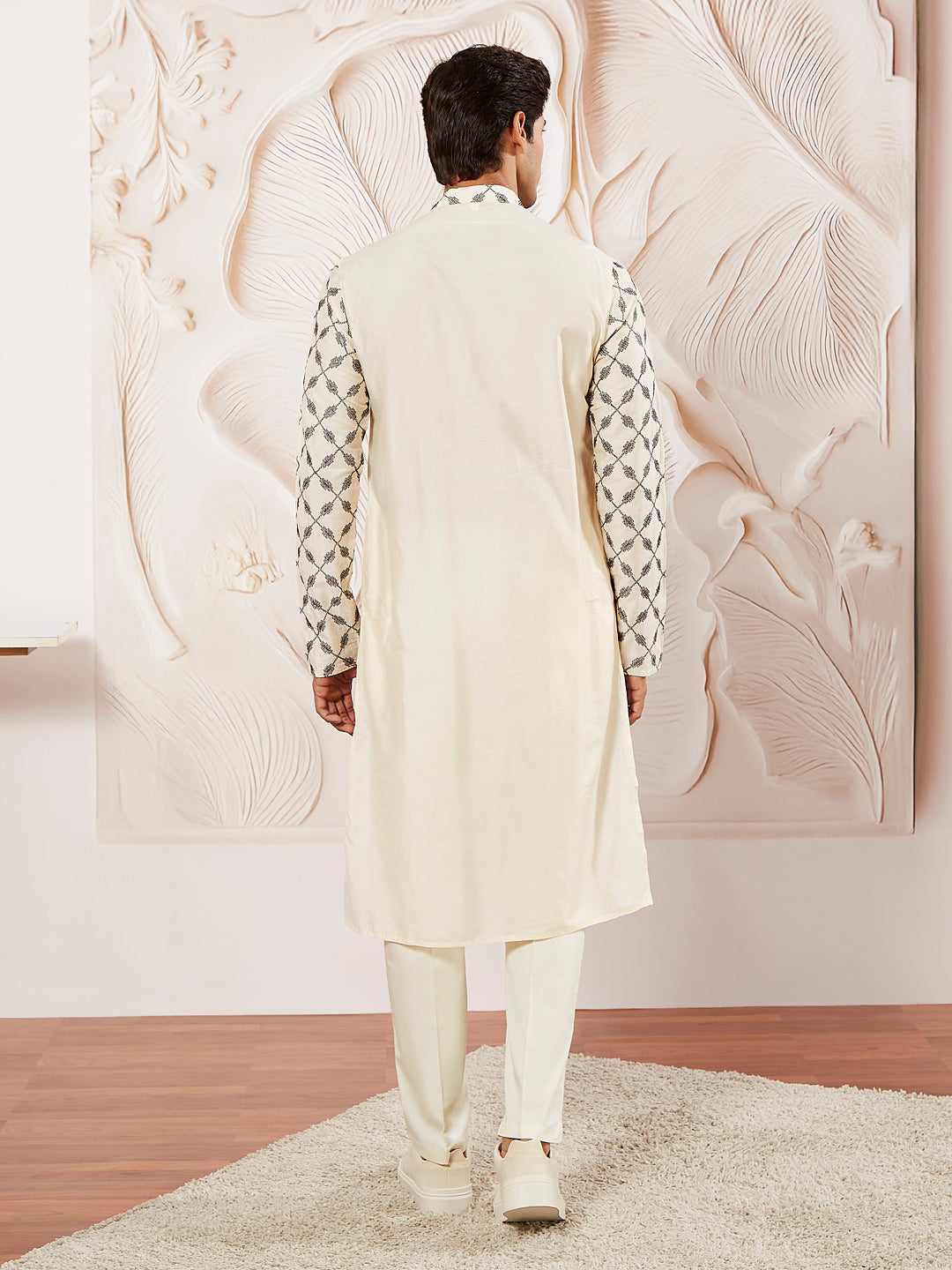 Cream Cotton Festival Men's Kurta Set