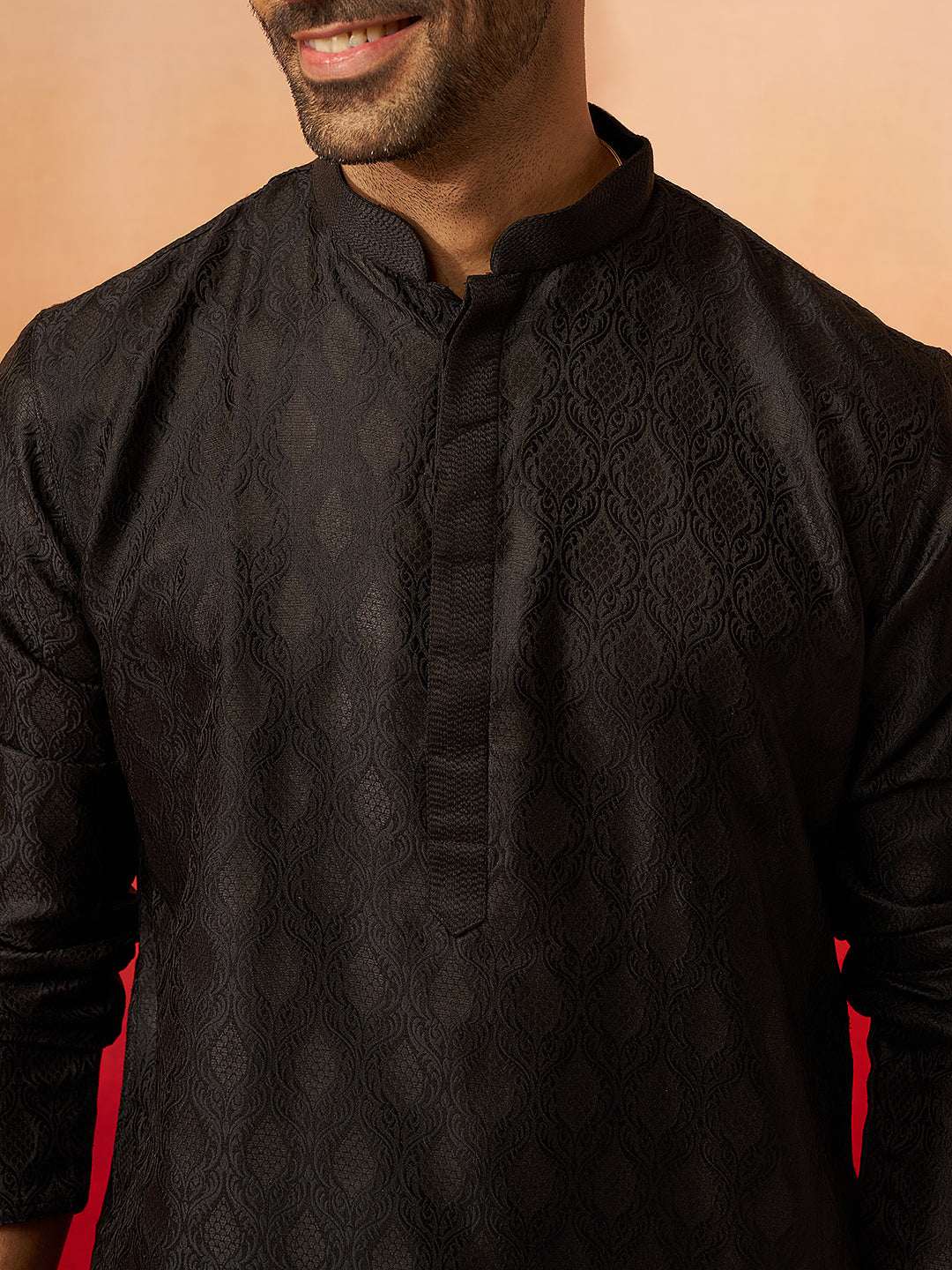 Black Silk Navratri Wear Men'S Kurta Set