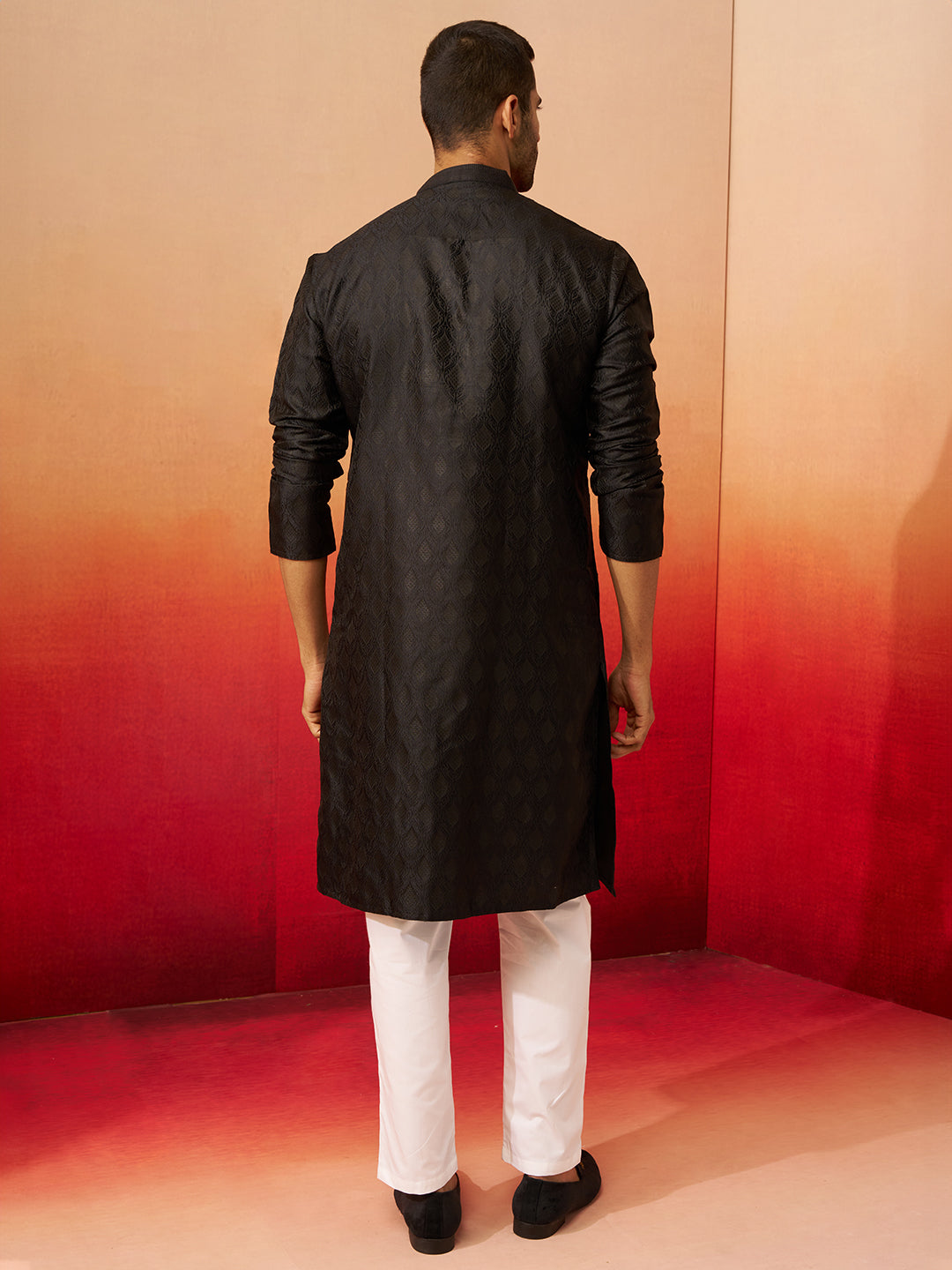 Black Silk Navratri Wear Men'S Kurta Set
