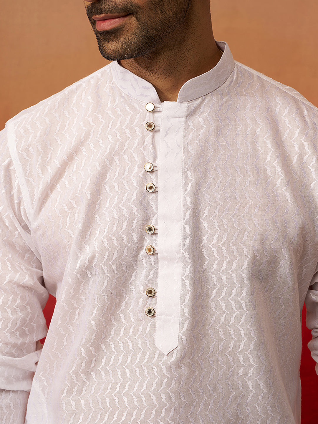 White Cotton Navratri Wear Men'S Kurta Set