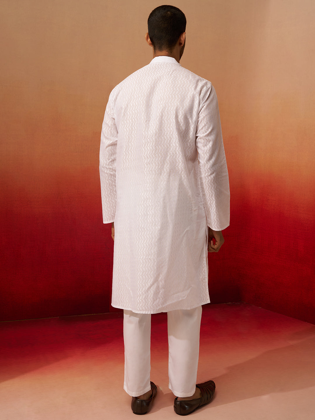 White Cotton Navratri Wear Men'S Kurta Set