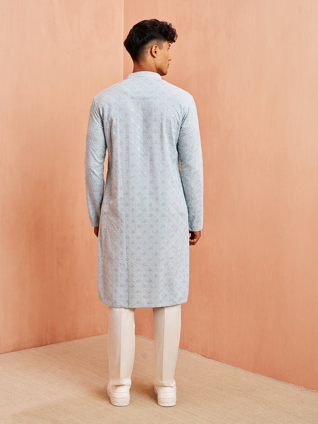 Aqua Rayon Festival Wear Men'S Kurta Set