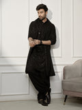 Black Rayon Festival Wear Men'S Kurta Set With Dupatta