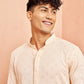 Peach Rayon Festival Wear Men'S Kurta Set