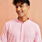 Pink Rayon Festival Wear Men'S Kurta Set