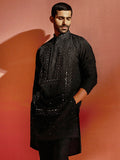 Black Silk Blend Festival Wear Men's Kurta