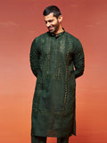 Bottle Green Silk Blend Festival Men's Kurta