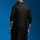 Black Viscose Wedding Wear Men's Kurta