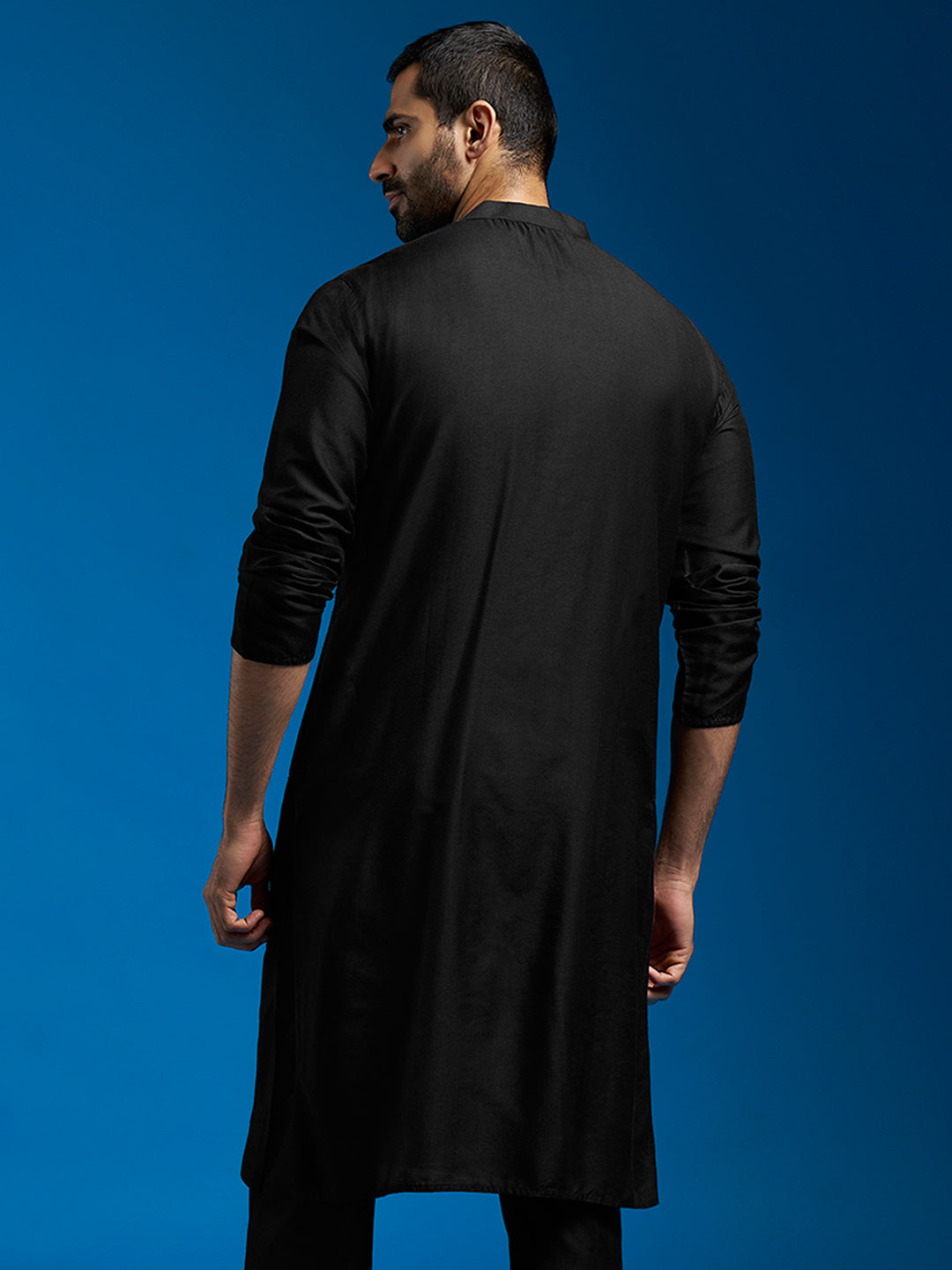 Black Viscose Wedding Wear Men's Kurta
