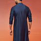 Navy Blue Viscose Wedding Men's Kurta