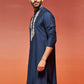 Navy Blue Viscose Wedding Men's Kurta