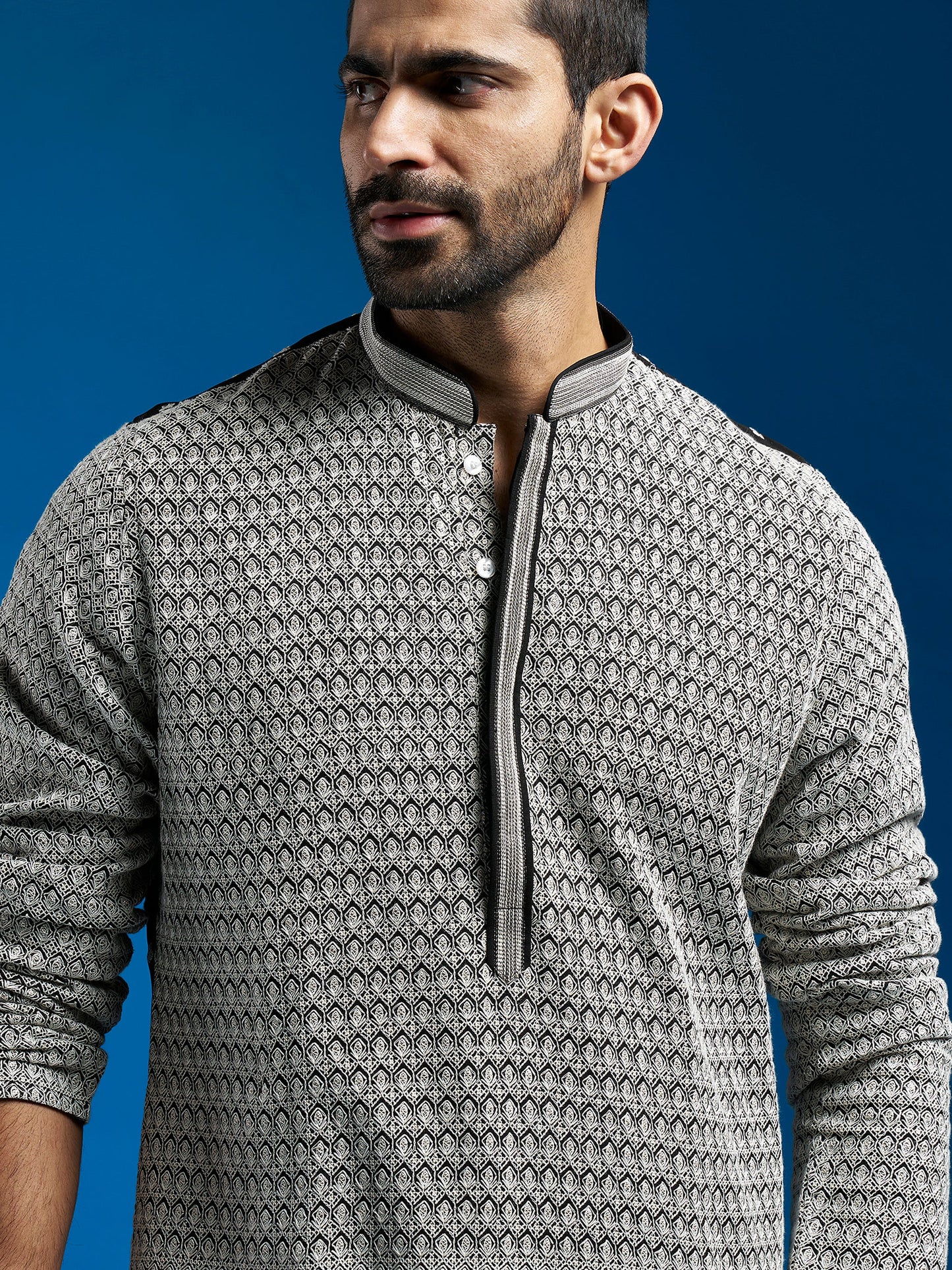 Men's Black Georgette Kurta
