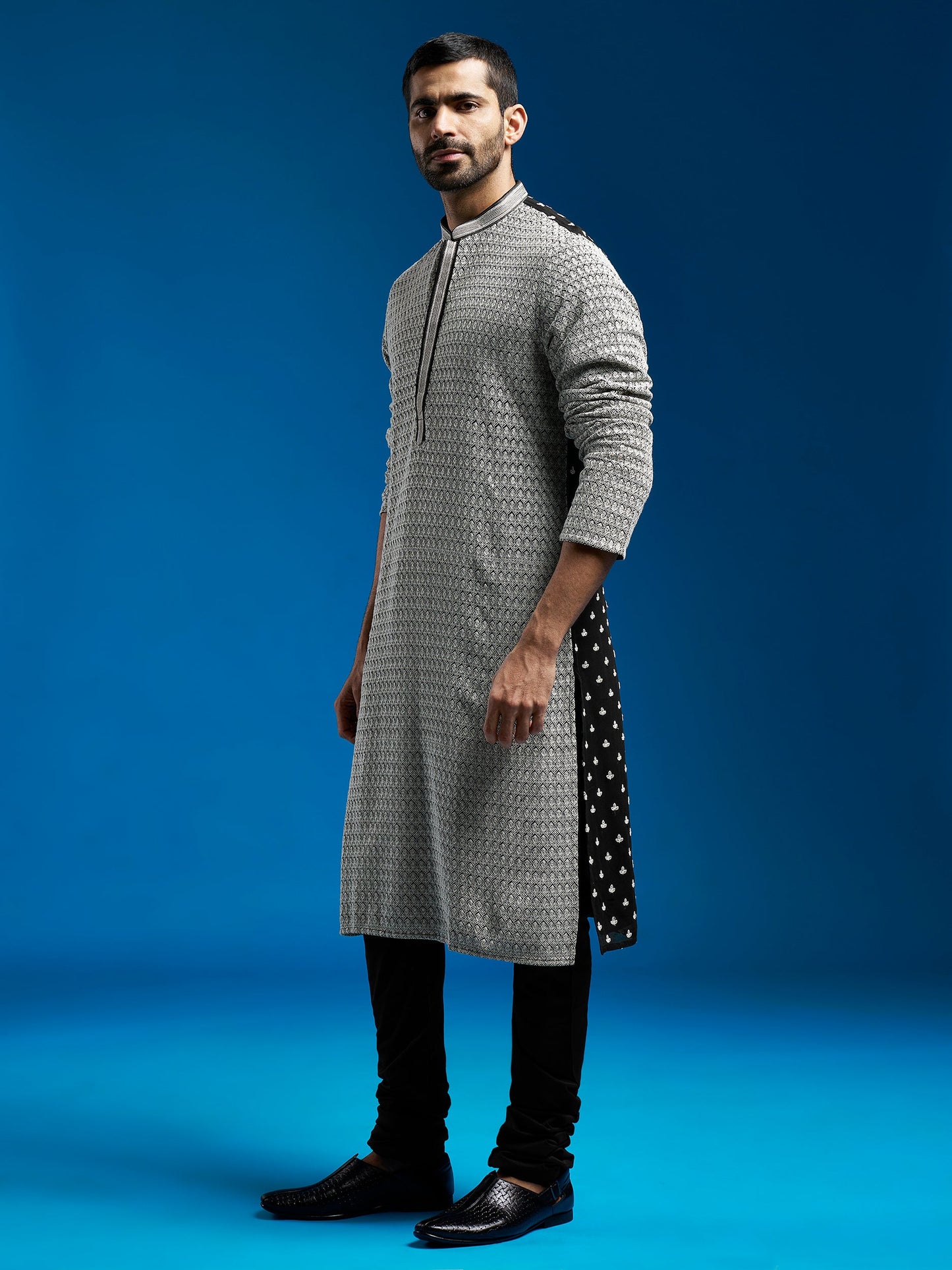 Men's Black Georgette Kurta