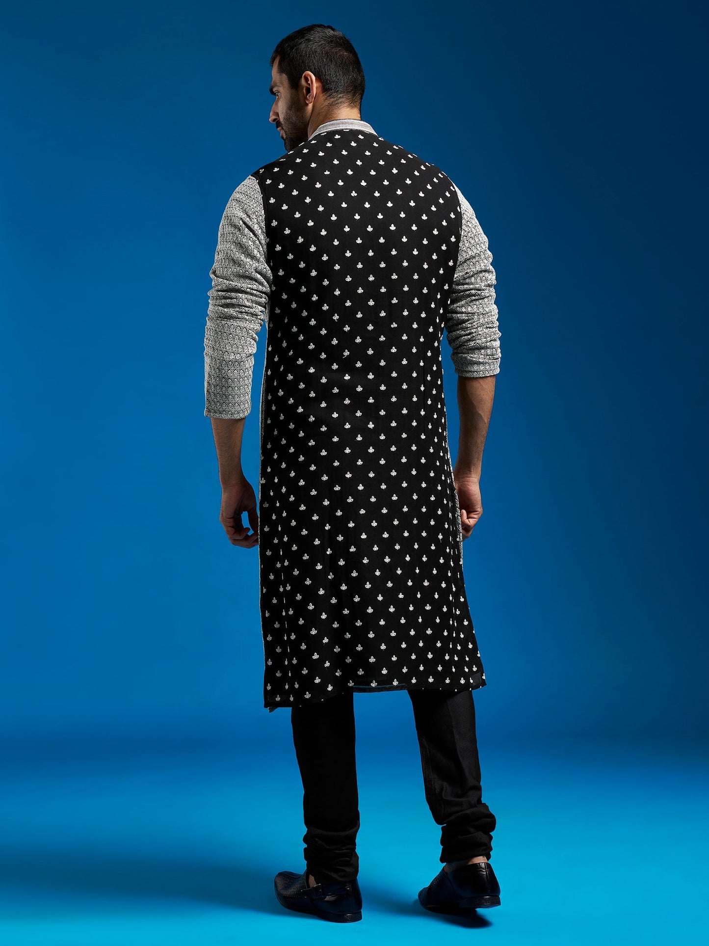 Men's Black Georgette Kurta
