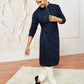 Navy Blue Georgette Wedding Men's Kurta
