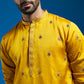 Mustard Silk Blend Wedding Men's Kurta