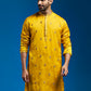Mustard Silk Blend Wedding Men's Kurta