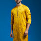 Ethnic Motifs Embroidered Mandarin Collar Tissue Silk Straight Kurta