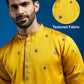 Ethnic Motifs Embroidered Mandarin Collar Tissue Silk Straight Kurta