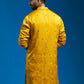 Ethnic Motifs Embroidered Mandarin Collar Tissue Silk Straight Kurta