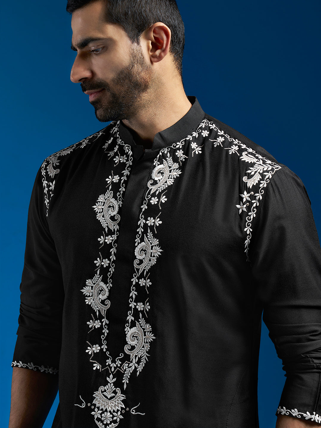 Black Viscose Festival Men's Kurta