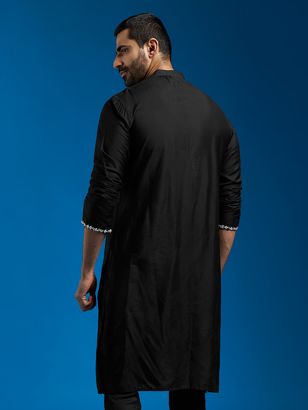 Black Viscose Festival Men's Kurta
