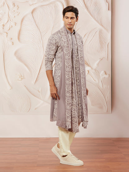 Lavender Faux Geogette Festival Men's Kurta Set