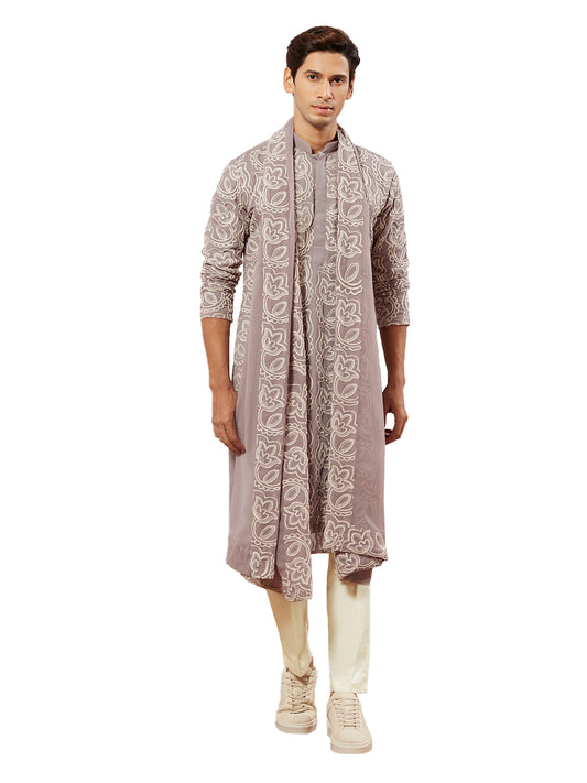 Lavender Faux Geogette Festival Men's Kurta Set