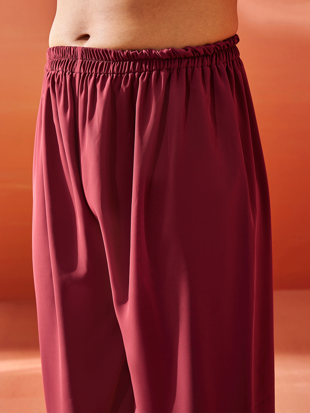 Maroon Faux Geogette Festival Men's Kurta Set