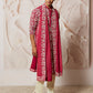 Designer Maroon Faux Geogette Festival Wear Men's Kurta Set