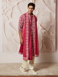 Designer Maroon Faux Geogette Festival Wear Men's Kurta Set
