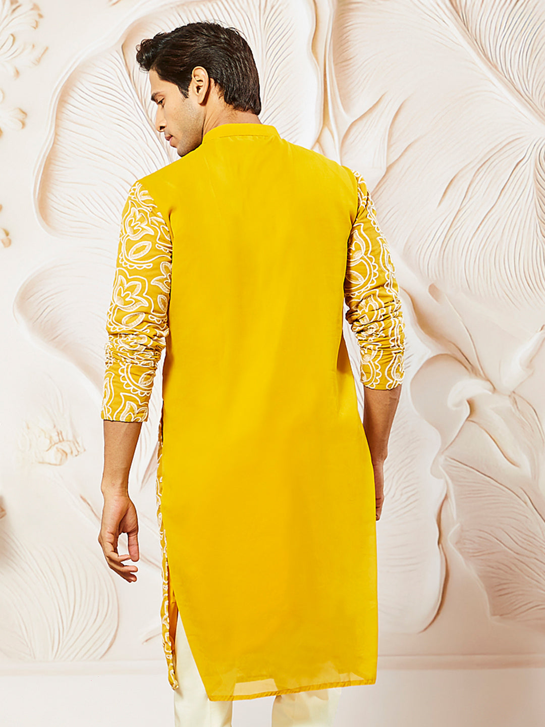 Mustard Faux Geogette Festival Men's Kurta