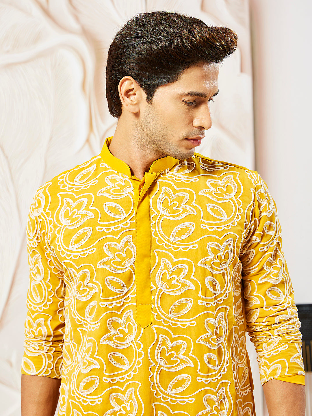 Mustard Faux Geogette Festival Men's Kurta