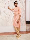 Pink Silk Blend Wedding Men's Kurta