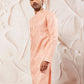 Pink Silk Blend Wedding Men's Kurta