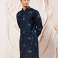 Navy Blue Silk Blend Wedding Men's Kurta