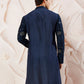 Navy Blue Silk Blend Wedding Men's Kurta