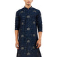 Navy Blue Silk Blend Wedding Men's Kurta