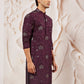 Wine Silk Blend Wedding Men's Kurta