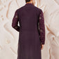 Wine Silk Blend Wedding Men's Kurta