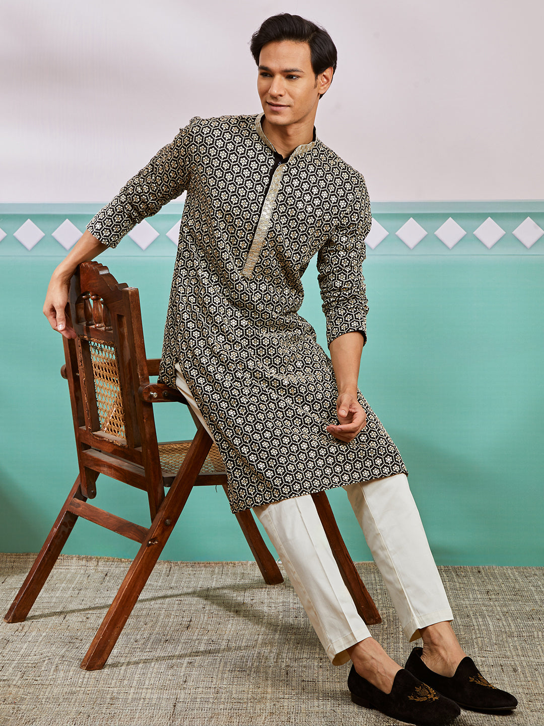 Pista Green Rayon Wedding Men's Kurta Set